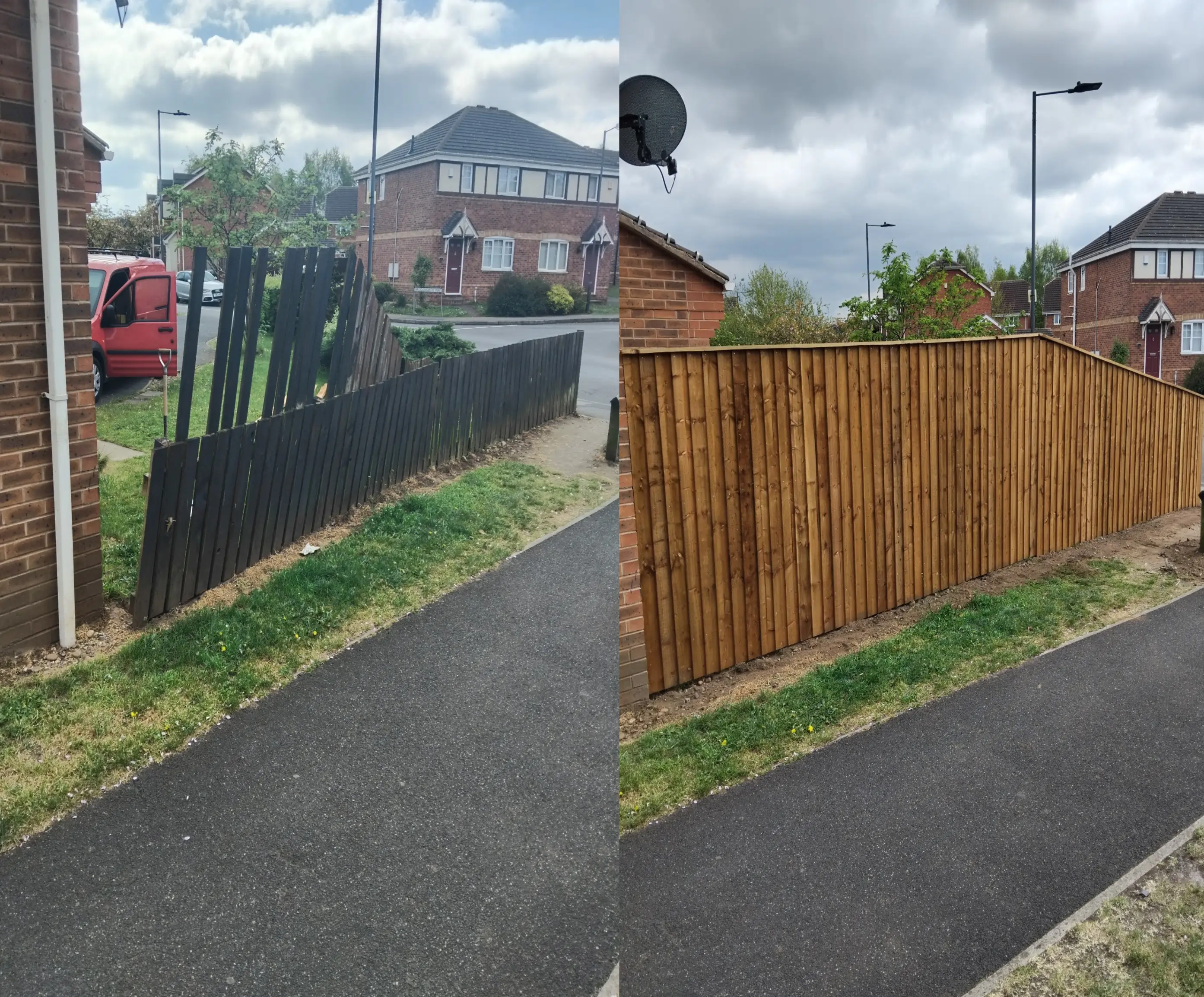 Property Improvements featheredge sloped fence constructed in Carcroft, Doncaster.