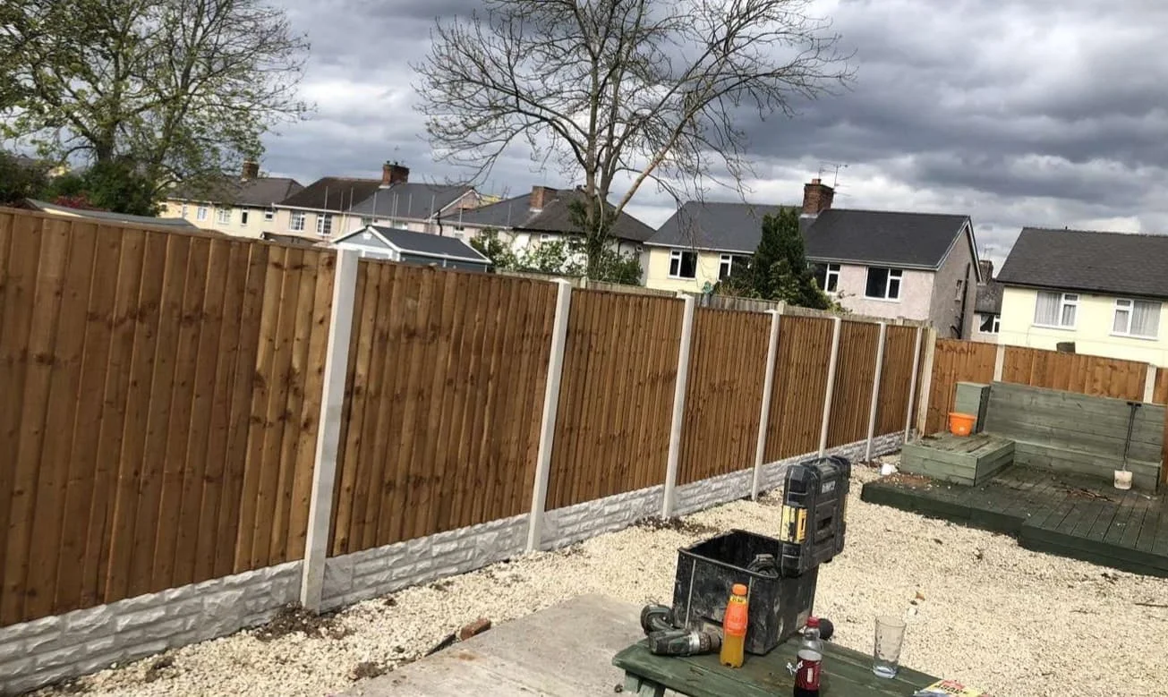 Fence installation before and after example