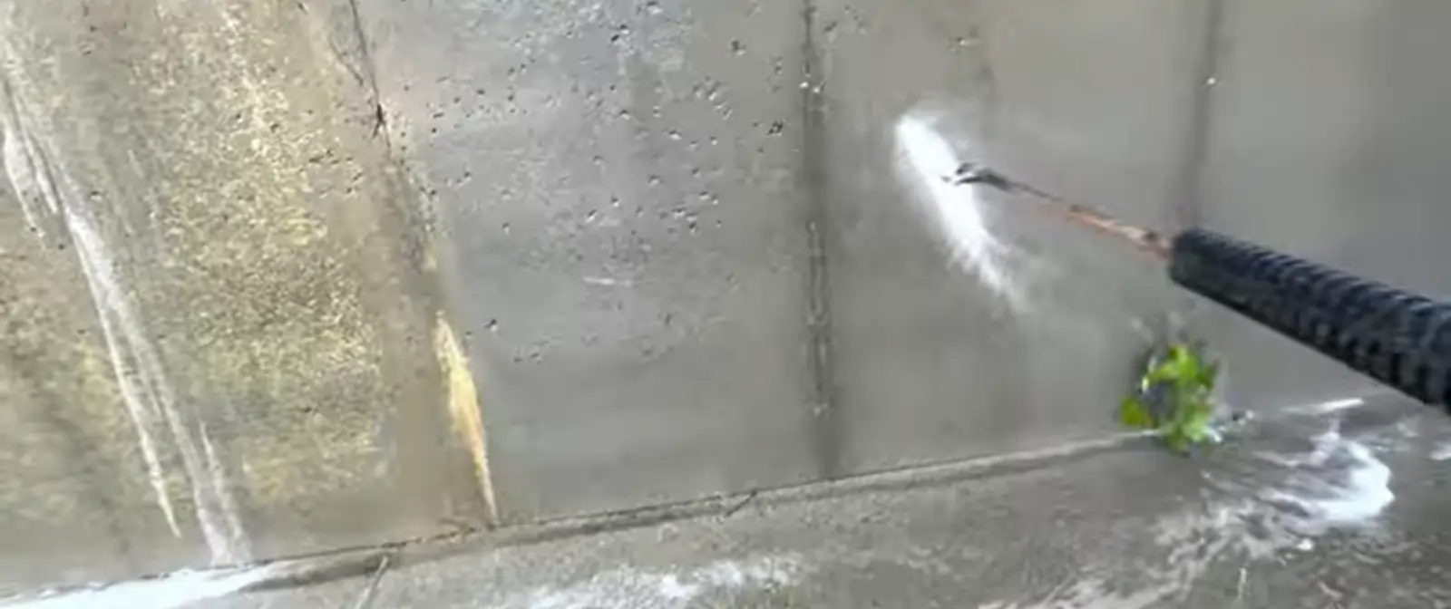 Doncaster garden wall after professional pressure washing, free of algae, dirt, and grime.